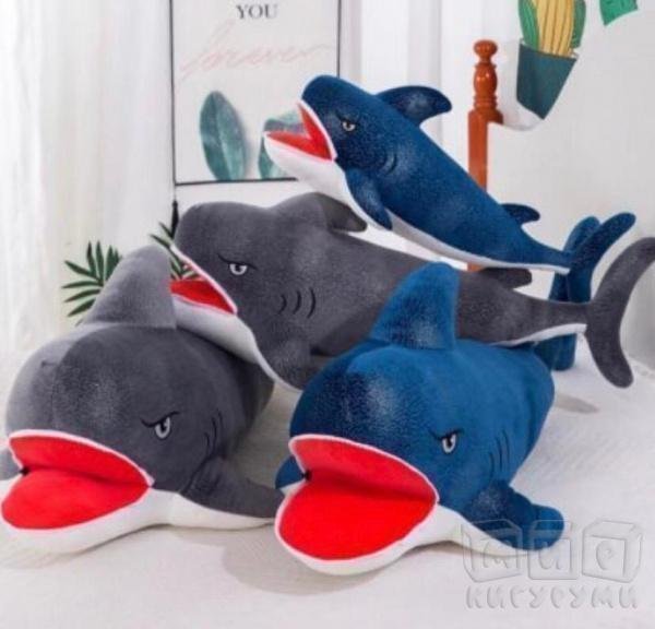 Акула Синяя и серая злая мягкая игрушка от "Мир Кигуруми"